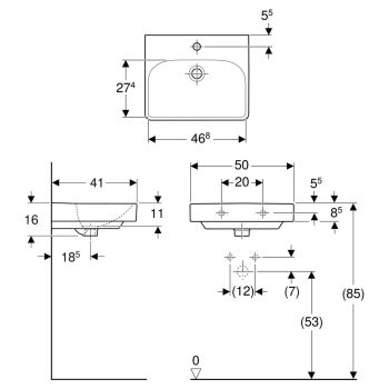 Умивальник Geberit Smyle Square 50х41, білий (500.256.01.1)