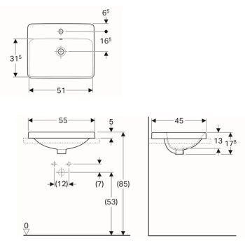 Умивальник накладний Geberit VariForm 55х45, білий&#8230; - Фото №2