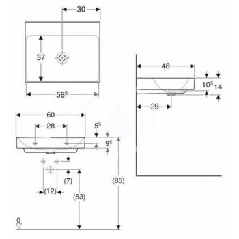 Умивальник підвісний Geberit ONE 60х48, без отвору&#8230; - Фото №2