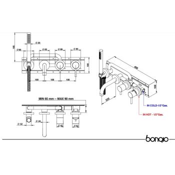 Смеситель для ванны скрытого монтажа Bongio ON наружная… - Фото №2