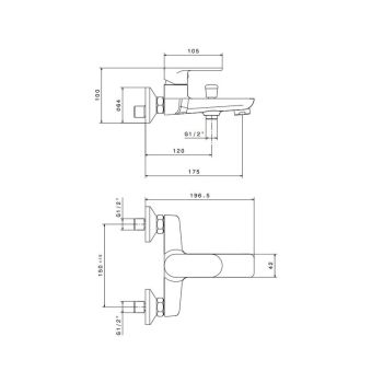 Смеситель для ванны New Form Extro (69340.21.018) - Фото №2