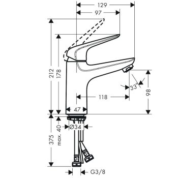 Змішувач для раковини Hansgrohe Novus 100 LowFlow… - Фото №2