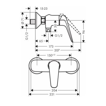 Змішувач для душу Hansgrohe Novus (71060000) - Фото №2