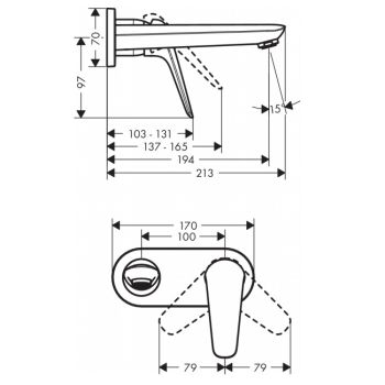 Смеситель для раковины Hansgrohe Novus 195 мм настенный… - Фото №2