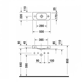 Раковина підвісна Duravit Happy D.2 500х220, білий (0711500009)