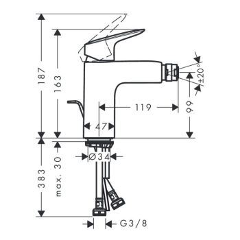 Змішувач для біде Hansgrohe Logis, Matt Black (71200670) - Фото №2