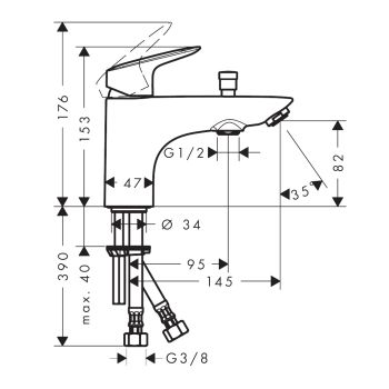 Смеситель для ванны и душа Hansgrohe Logis Monotrou… - Фото №2