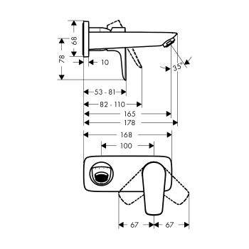 Змішувач для раковини Hansgrohe Talis E 165 мм (71732000) - Фото №2