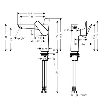 Змішувач для раковини Hansgrohe Talis E 150 без зливного… - Фото №2