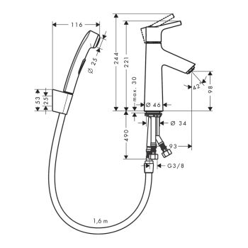 Змішувач для раковини Hansgrohe Talis S Push-Open… - Фото №2
