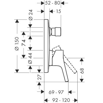Смеситель для ванны Hansgrohe Talis S (72405000) - Фото №2