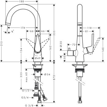 Кухонный смеситель Hansgrohe Talis S M51 220 (72811000) - Фото №2