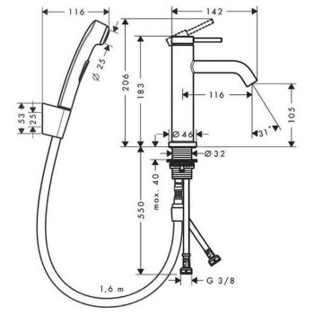 Змішувач Hansgrohe Tecturis S 110 для умивальника… - Фото №2