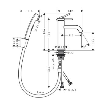 Змішувач Hansgrohe Tecturis S 110 для умивальника… - Фото №2