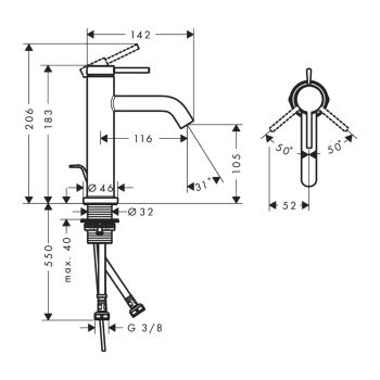 Смеситель Hansgrohe Tecturis S 110 для умывальника,… - Фото №2