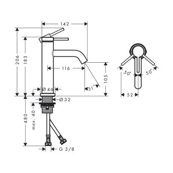 Смеситель Hansgrohe Tecturis S 110 для умывальника… - Фото №2