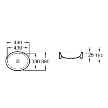 Умивальник на стільницю Roca Fiego 49 см, білий (A32722E000) - Фото №2