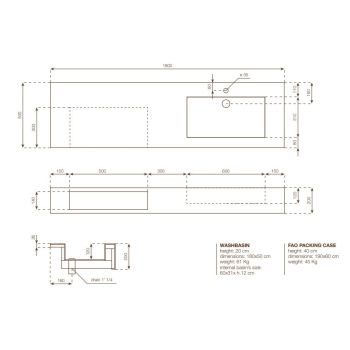 Раковина підвісна Fiandre Aqua Maximum GF 180 Up&Down&#8230; - Фото №2