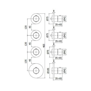 Термостат для душу/ванни PAFFONI Modular Box 3 положення,… - Фото №2