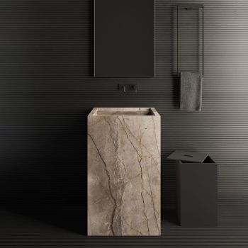 Умивальник окремостоящий Luxestone 50x50x85 см з керамограніту&#8230; - Фото №2