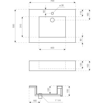 Раковина підвісна Luxestone 70 (WS10700) - Фото №2