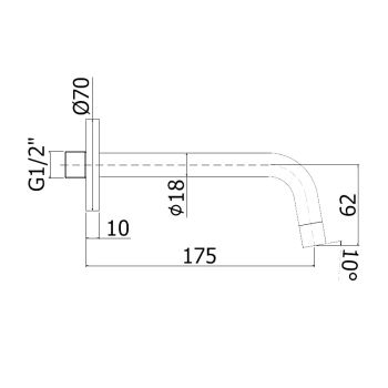 Вилив Paffoni Light 175 мм, чорний матовий (ZBOC045NO) - Фото №2