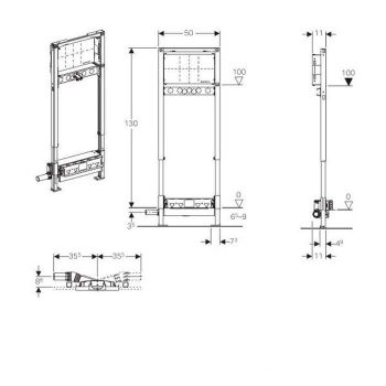 Душовий елемент із майданчиком для монтажу змішувача, висота 130 см Geberit Duofix (111.581.00.1)